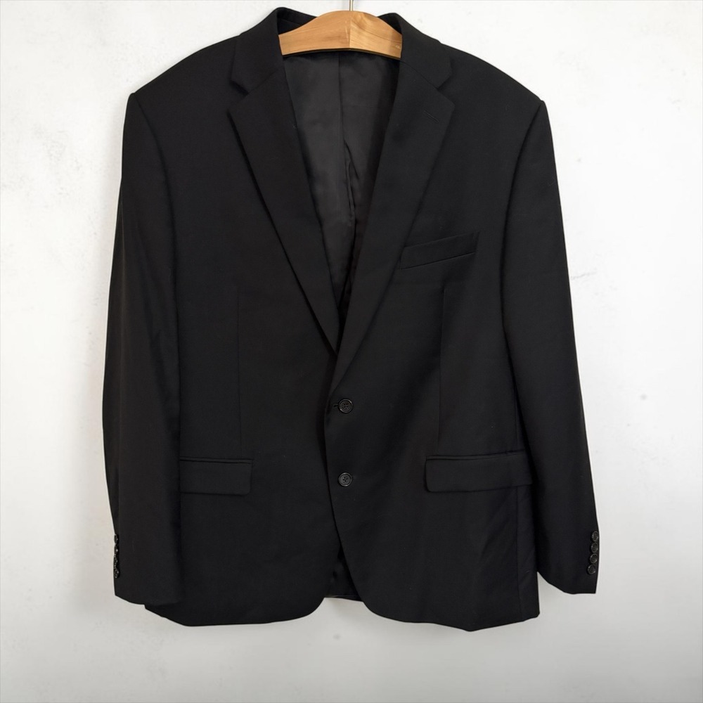 Lauren Ralph Lauren Mens Black 100% Wool Natural Stretch Blazer Jacket 44R